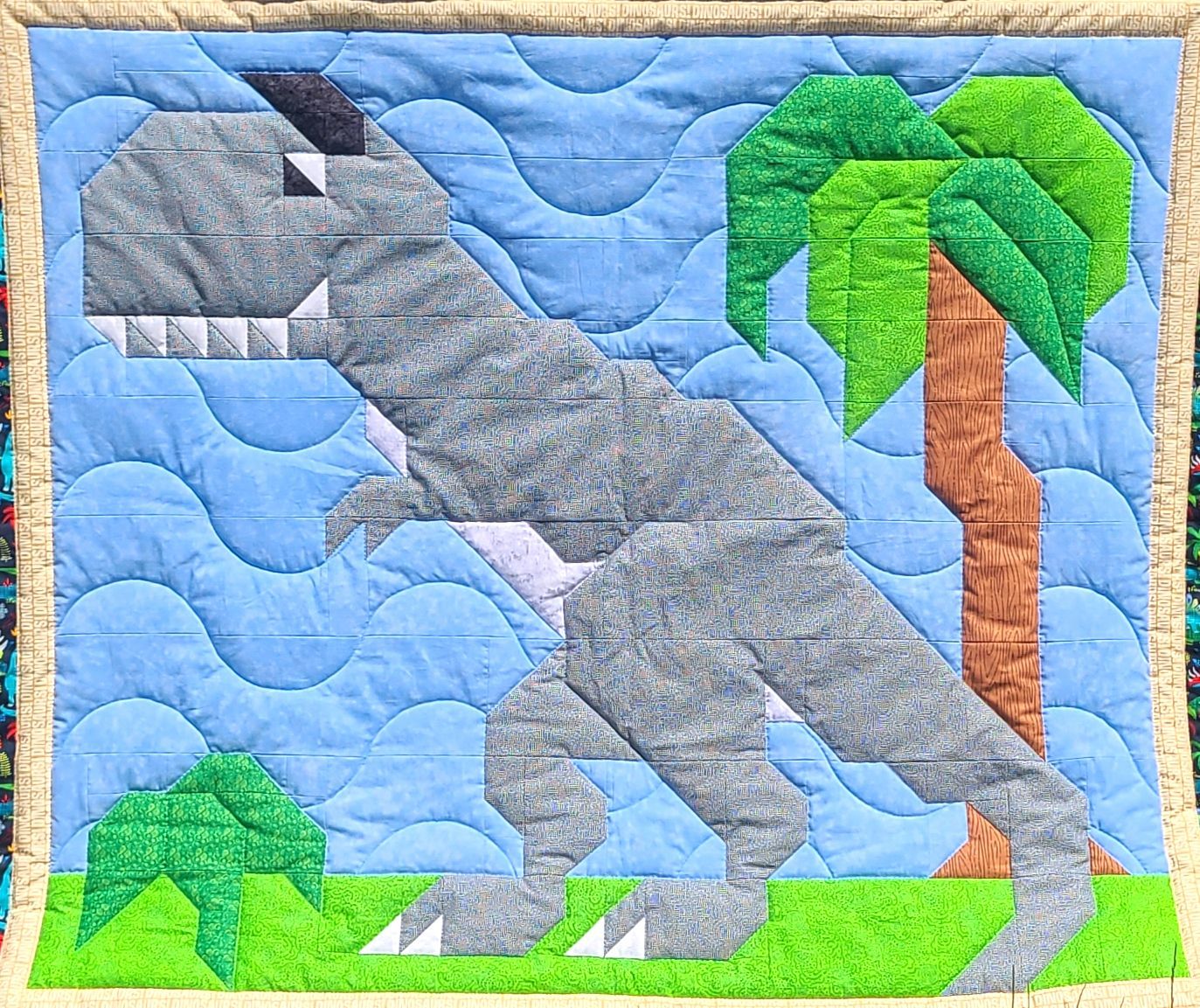 Carnotaurus Dinosaur Quilt Pattern, with Multiple Sizes, Instant Download PDF