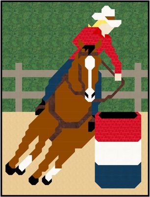 Barrel Racing Quilt Pattern, 2 sizes, Instant Download PDF