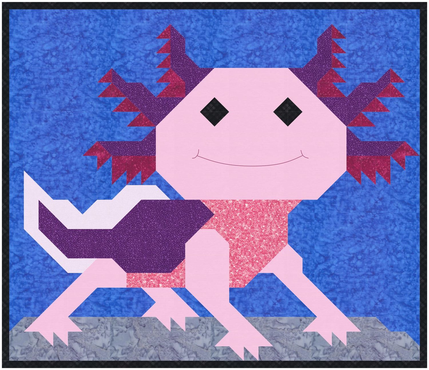 Axolotl Quilt Pattern with 3 sizes Digital download