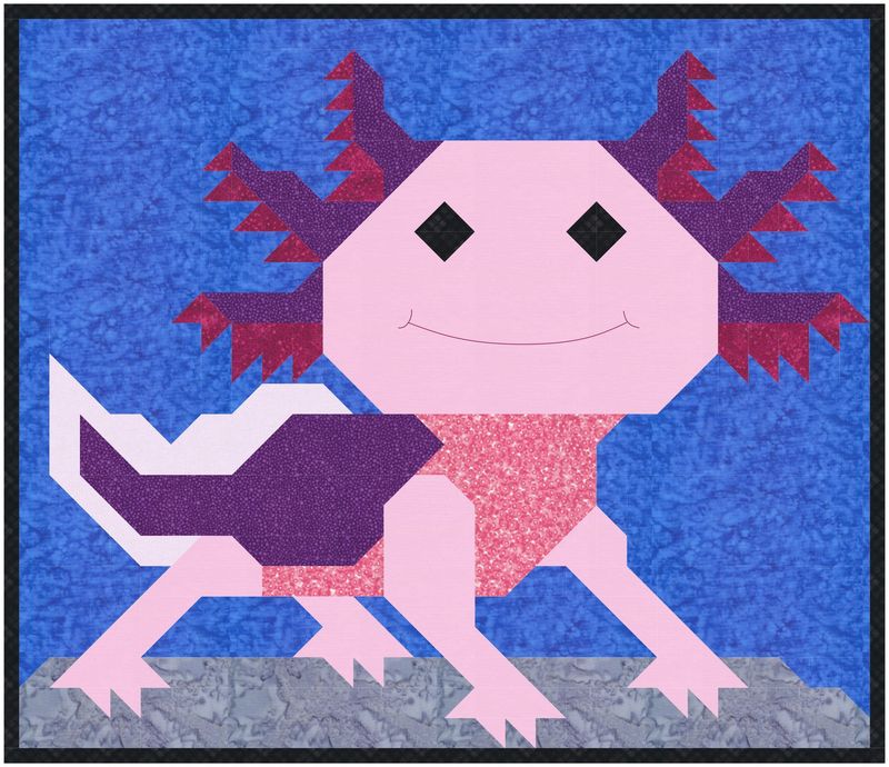 Axolotl Quilt Pattern with 3 sizes Digital download