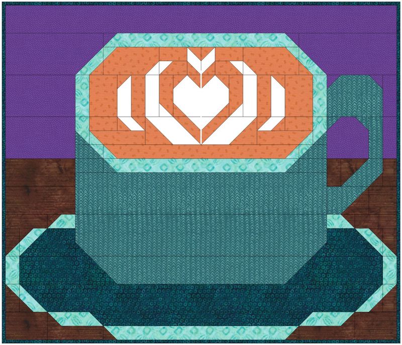 Coffee Mug Quilt Pattern, 3 sizes, instant download PDF