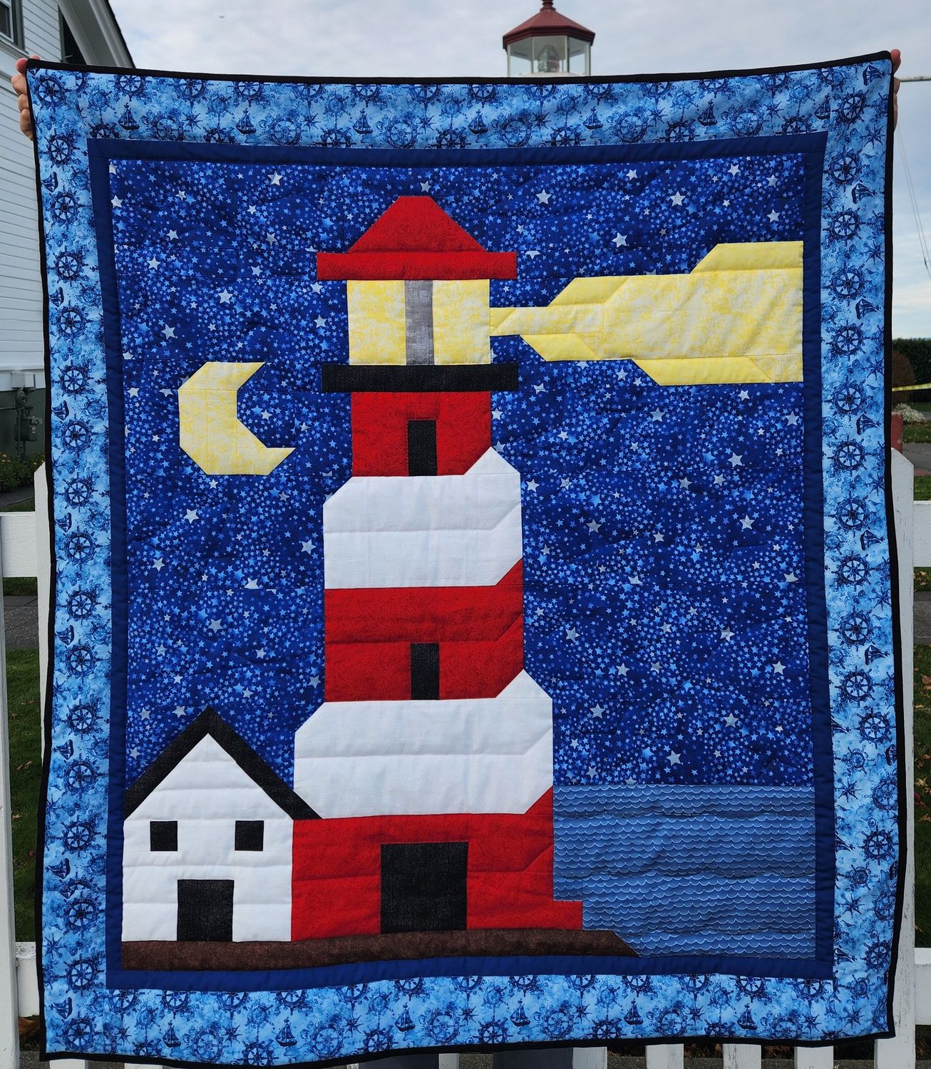 Lighthouse at Night Quilt Pattern, 3 Sizes, Instant Download PDF