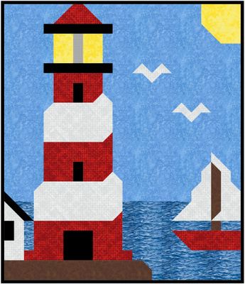 Lighthouse Quilt Pattern, 3 Sizes Lighthouse Quilt Pattern, 3 Sizes