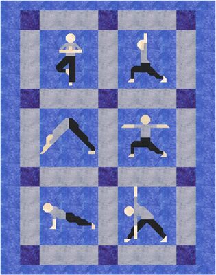 Yoga Man Twin Quilt Pattern, Finished size 66x84, PDF
