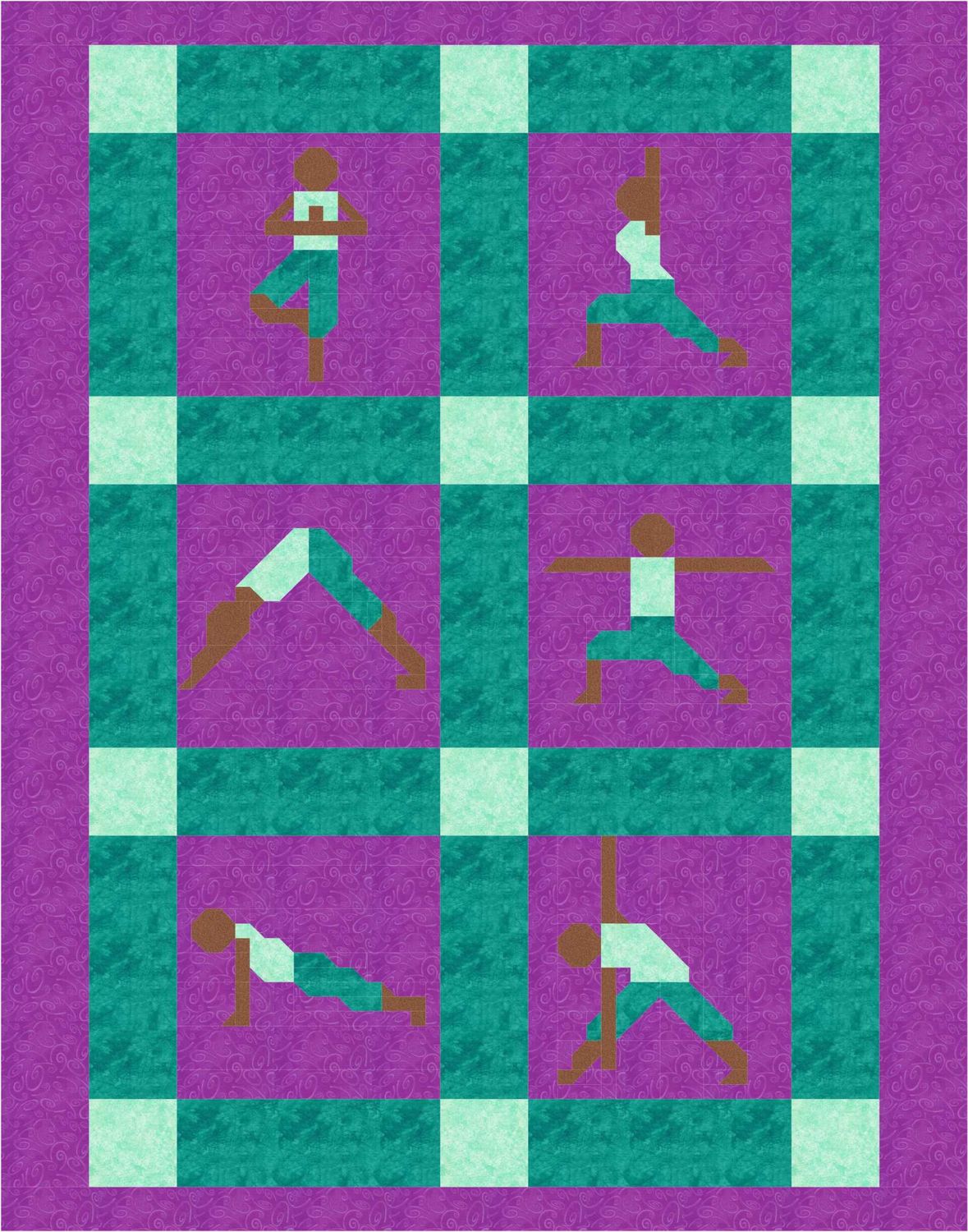 Yoga Woman Twin Quilt Pattern, Finished size 66x84, PDF