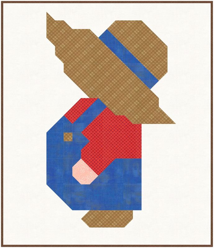 Overall Sam Large Quilt Block Pattern, with 3 sizes, digital download Overall Sam Large Quilt Block Pattern, with 3 sizes, digital download