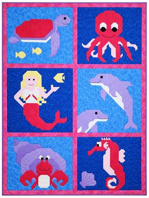 Mermaid Lagoon Twin Size Quilt Pattern 64x84 Mermaid Lagoon Twin Size Quilt Pattern 64x84