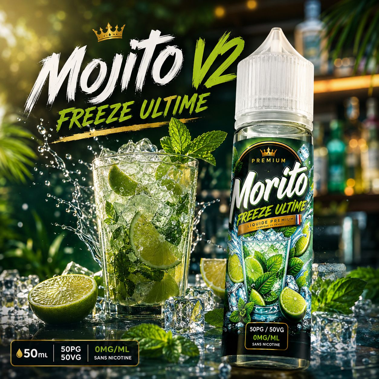 Mojito V2 – E-liquide 50 ml | Citron vert, menthe et rhum frais