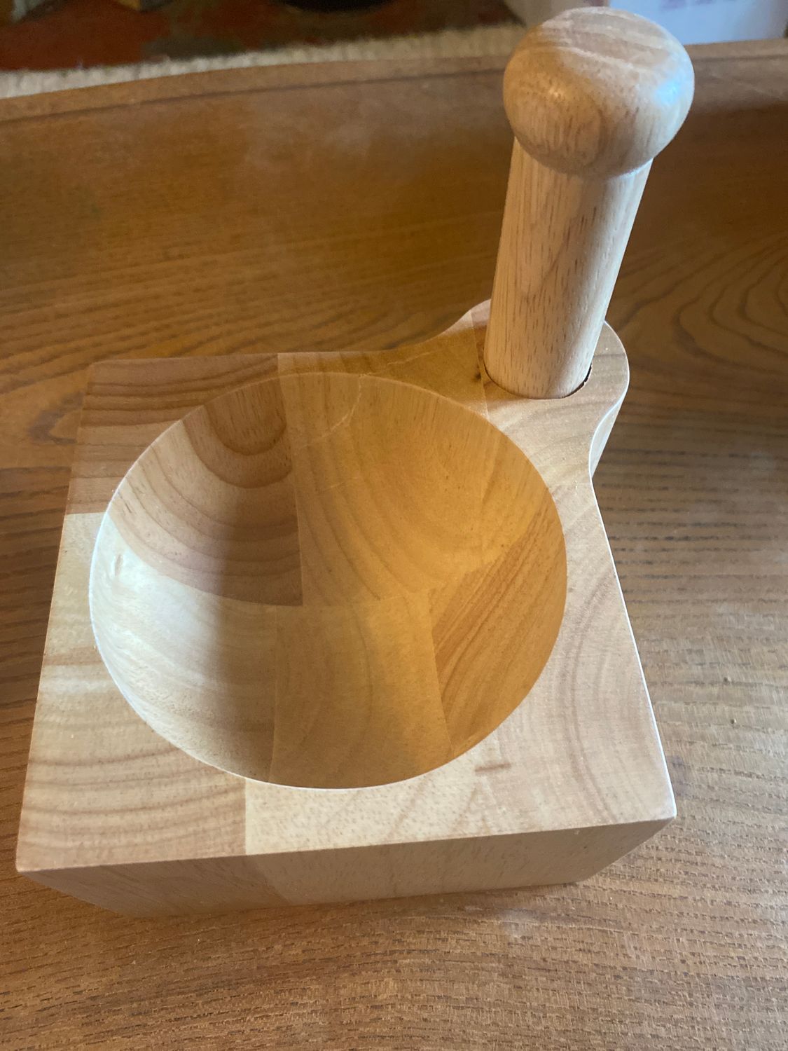 Wooden pestle and mortar