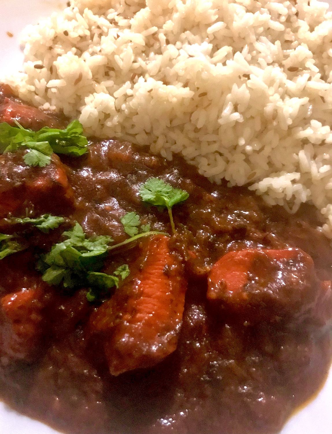 The Madras curry for four. No peeling, no chopping, no base gravy.