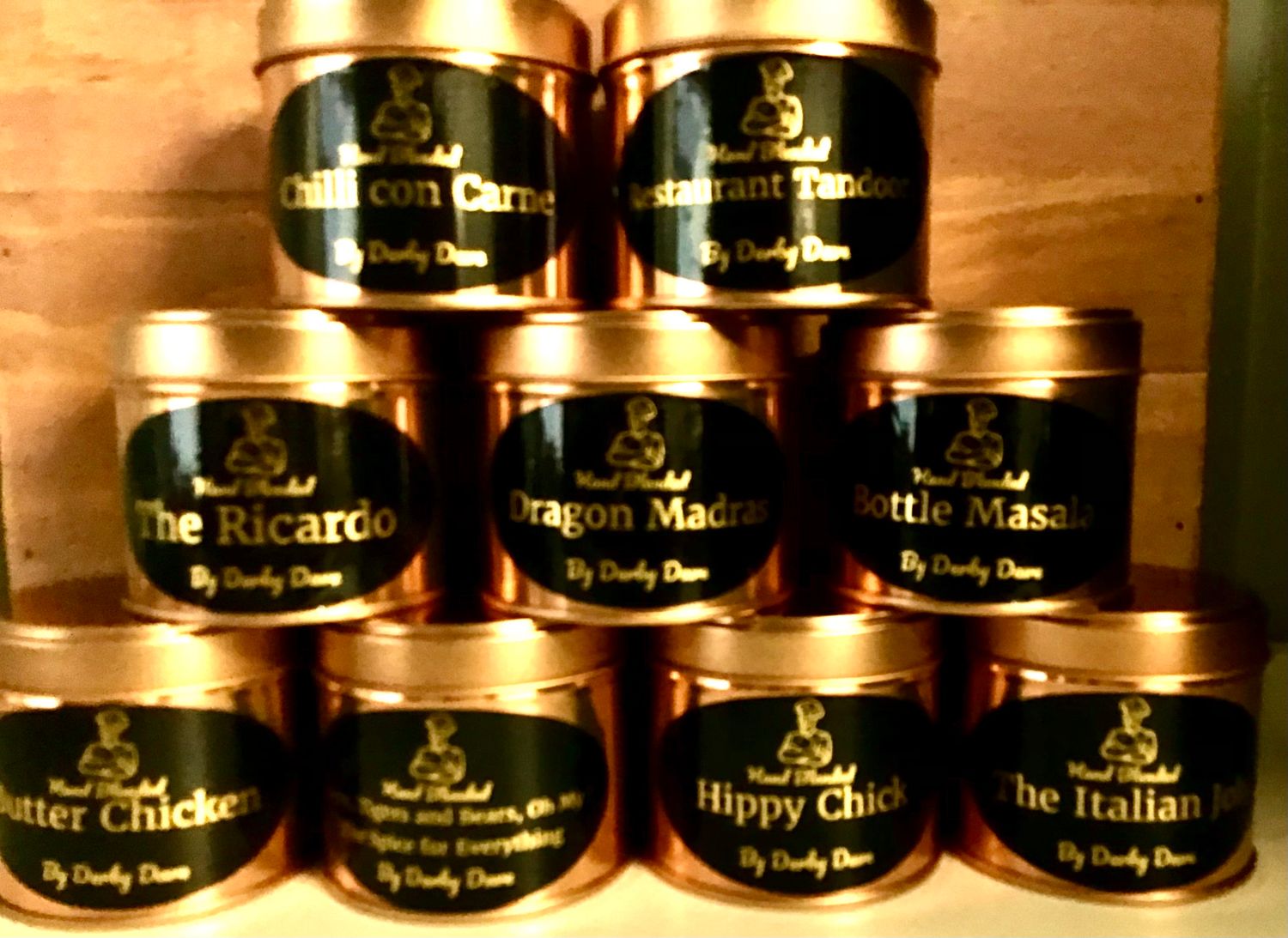 The full Monty selection 9 spices in fabulous gold tins.