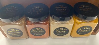 Single spices in jars 150-200g choose from the following. Kashmiri chilli, turmeric, cumin and others