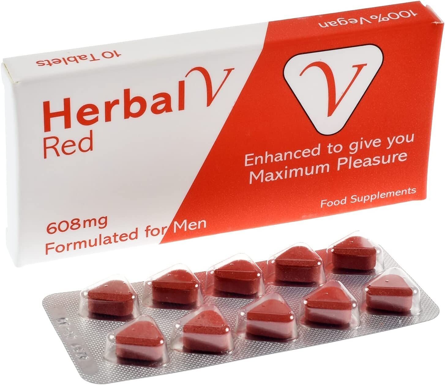 Herbal V Red Supplement Pills for Men - Powerful Fast Acting Male Stamina Enhancing Tablet - High Potency of Maca Root, L-Arginine, Rhodiola, Ginko Biloba,...