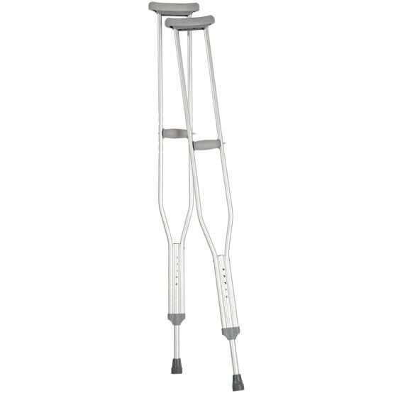 Underarm Crutches Aluminum Frame Tall Adult 350 lbs. Weight Capacity Push Button / Wing Nut Adjustment