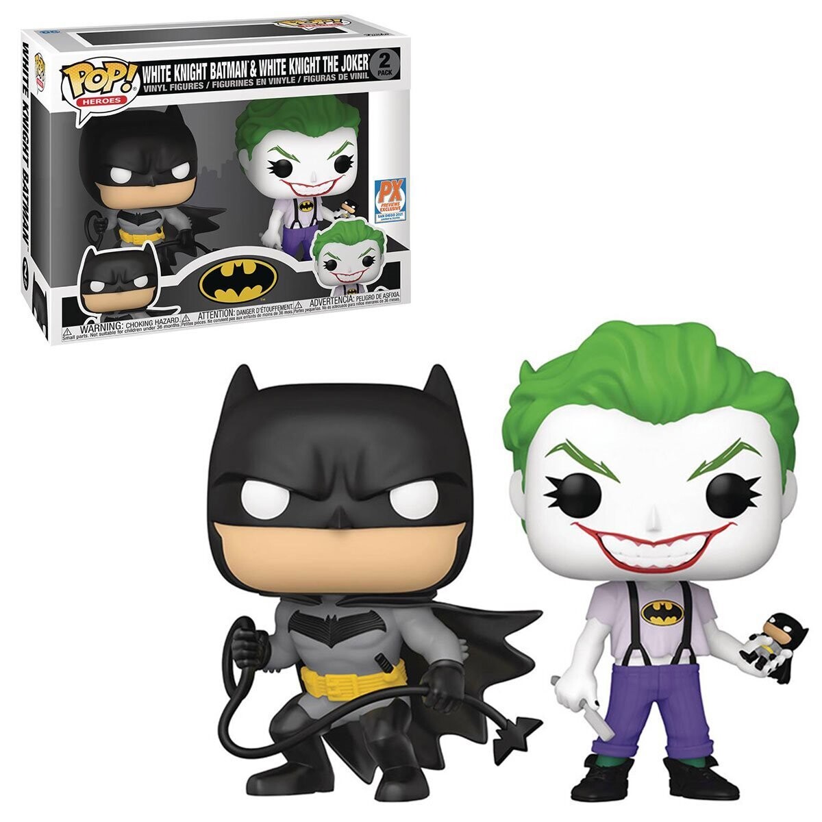 Funko Pop! Batman White Knight & Joker W. Knight 2 Pack caja c daño