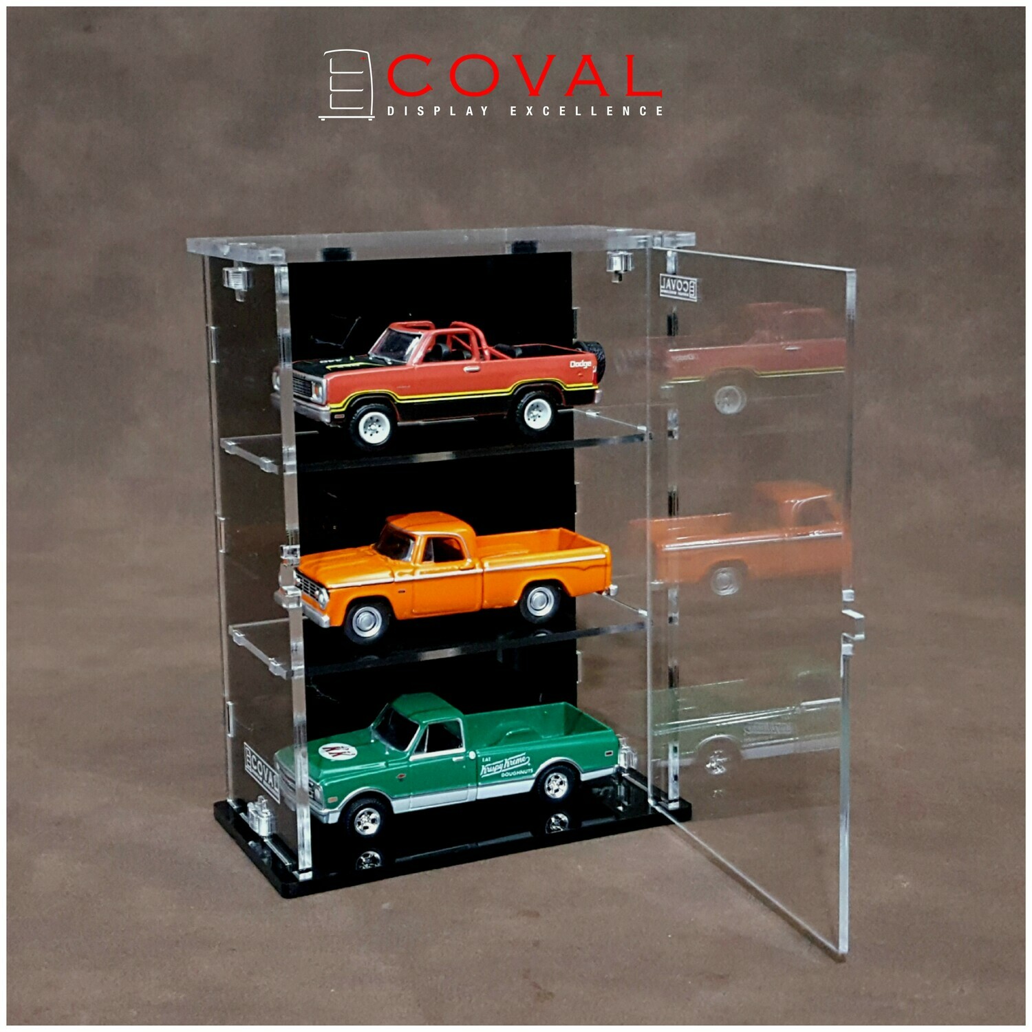 SMD-103B Acrylic Cabinet Holds 3 Loose Cars 1/64 Scale