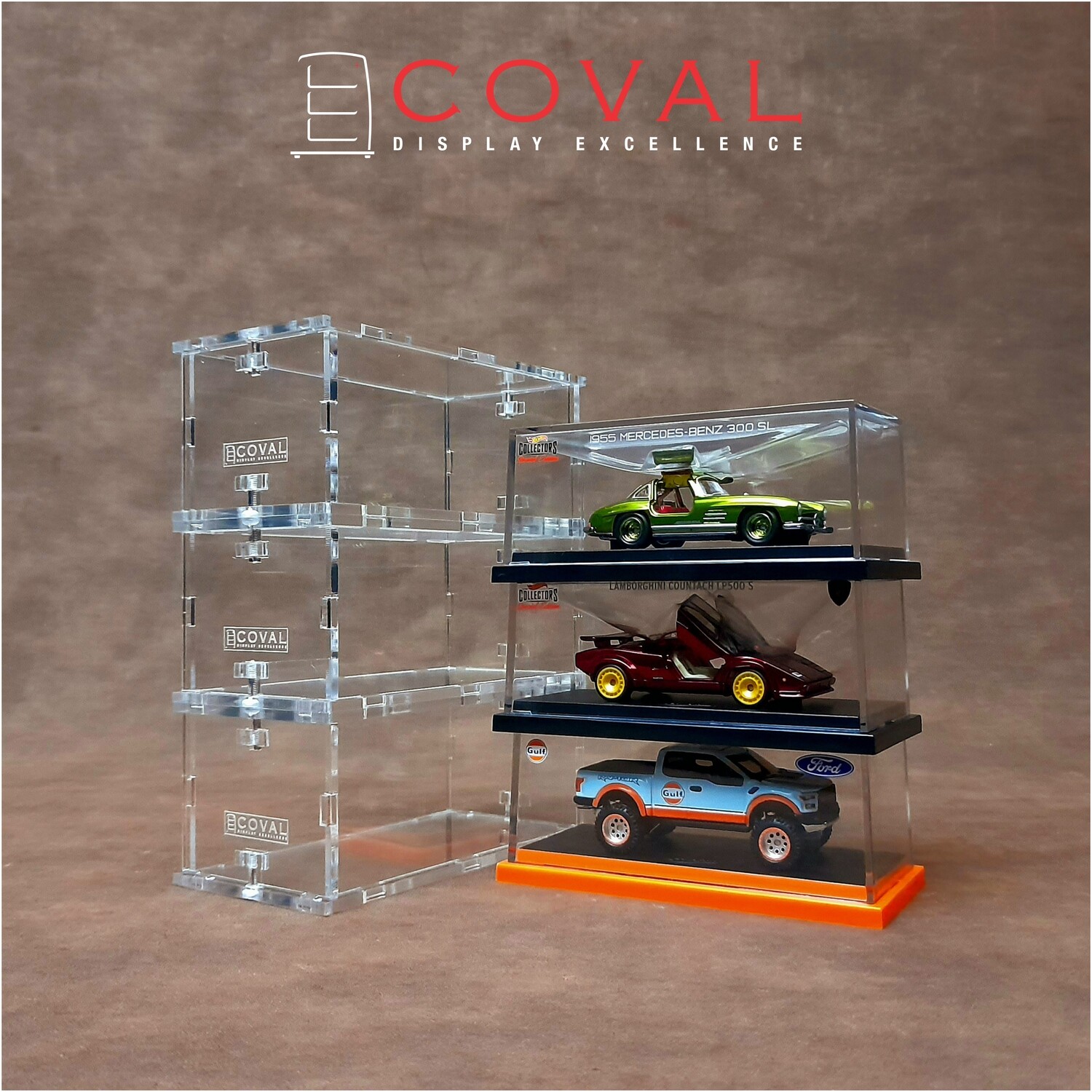 RBX-101-3PK Acrylic Display Case for Standard Hot Wheels RLC Boxed Cars *Stackable