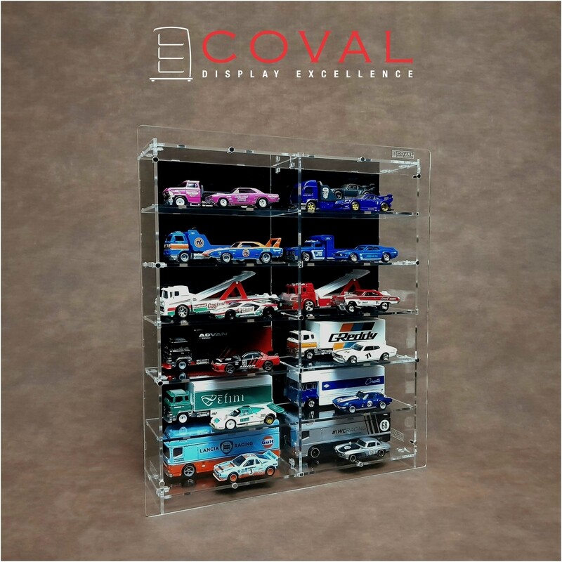 HTC-206 Acrylic Wall Display for 2 x 6 Hot Wheels Team Transport Loose Car