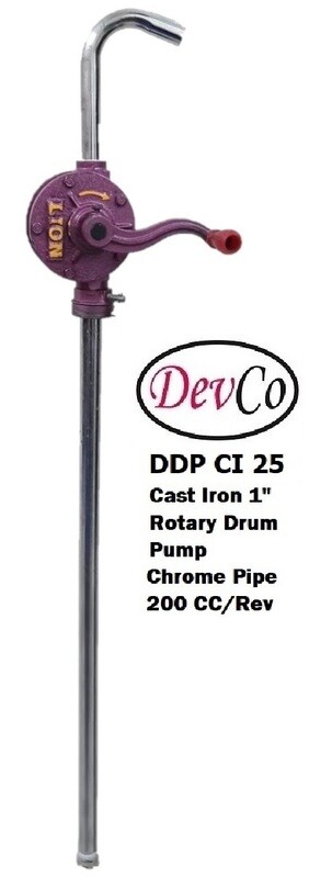 CI Chrome Rotary Hand Operated Drum Pump DDP CI25 HO 25 mm