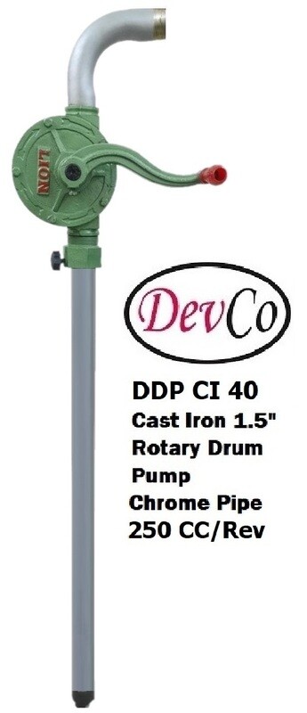 CI Chrome Rotary Hand Operated Drum Pump DDP CI40 HO 40 mm