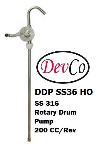 SS-316L Rotary Hand Operated Drum Pump DDP SS36 HO 1"