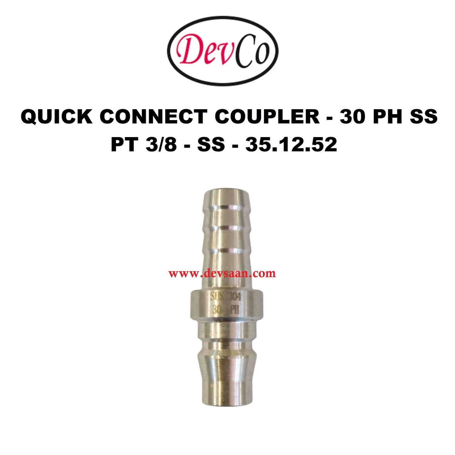 30 PH SS Quick Connect Coupler - PT 3/8