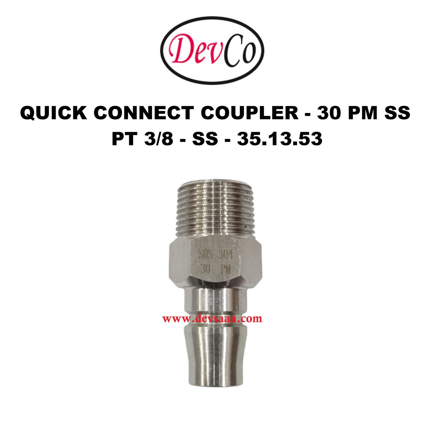 30 PM SS Quick Connect Coupler - PT 3/8