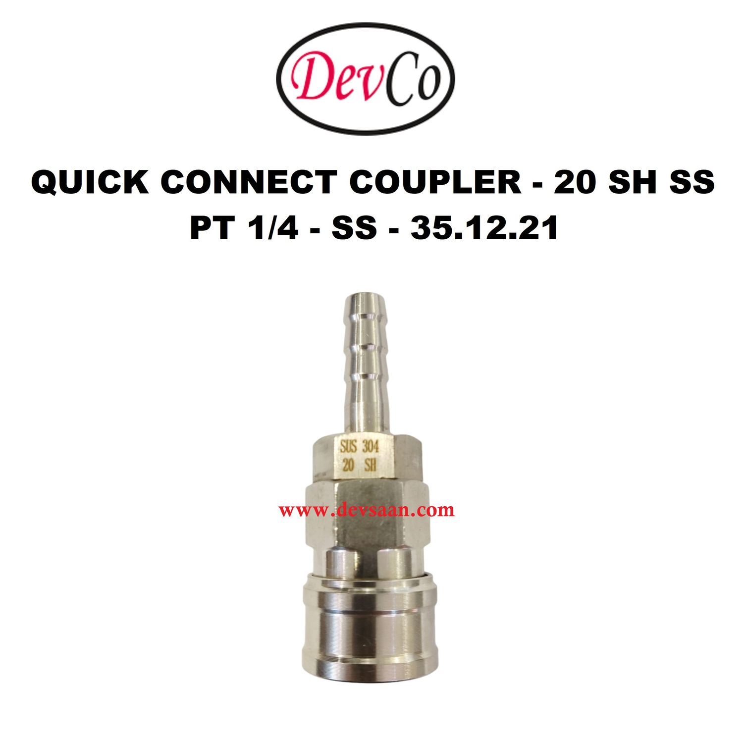 20 SH SS Quick Connect Coupler - PT 1/4