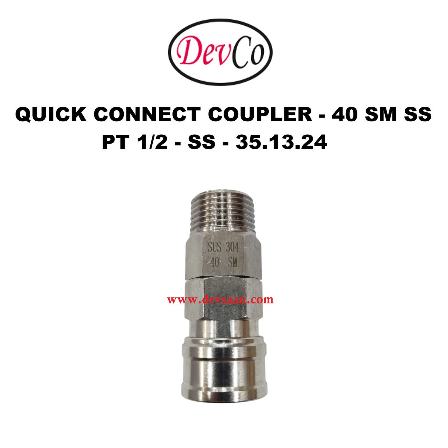40 SM SS Quick Connect Coupler - PT 1/2