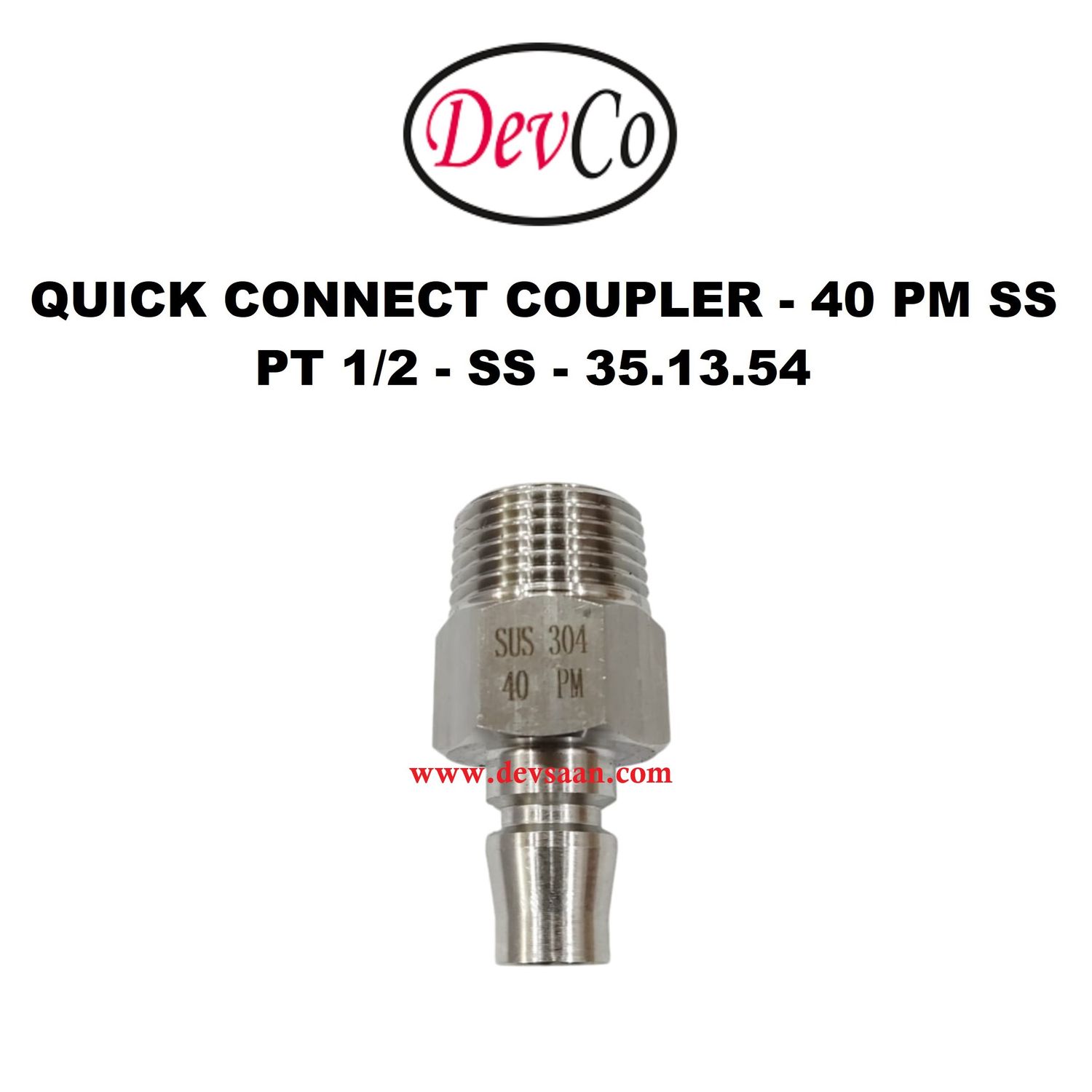 40 PM SS Quick Connect Coupler - PT 1/2