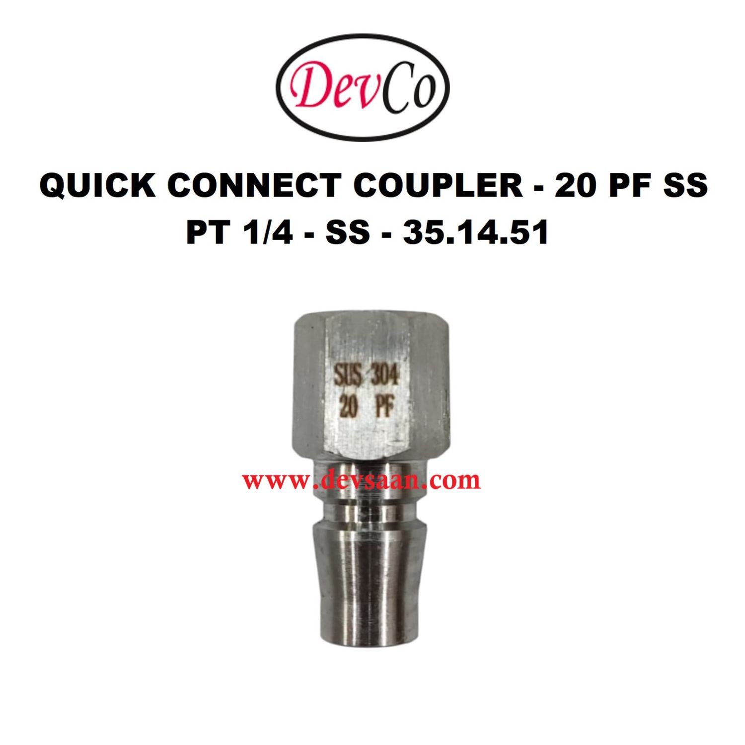 20 PF SS Quick Connect Coupler - PT 1/4