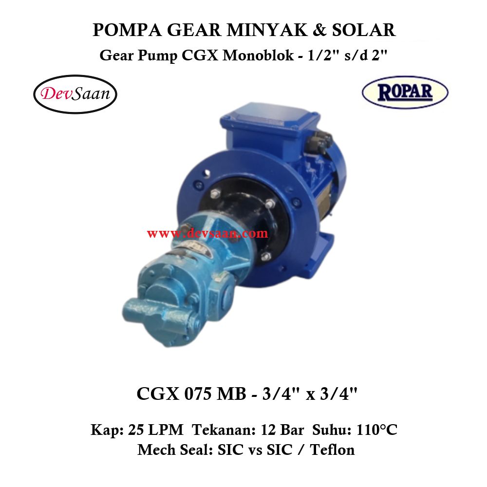 Gear Pump Helikal CGX 075 Pompa Oli Monoblok Pompa Roda Gigi