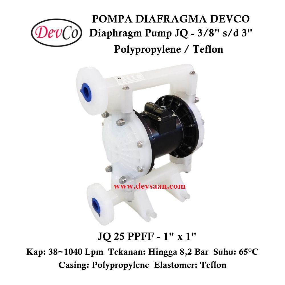 Diaphragm Pump JQ 25 PPFF Pompa Diafragma Devco 1&quot; Flange