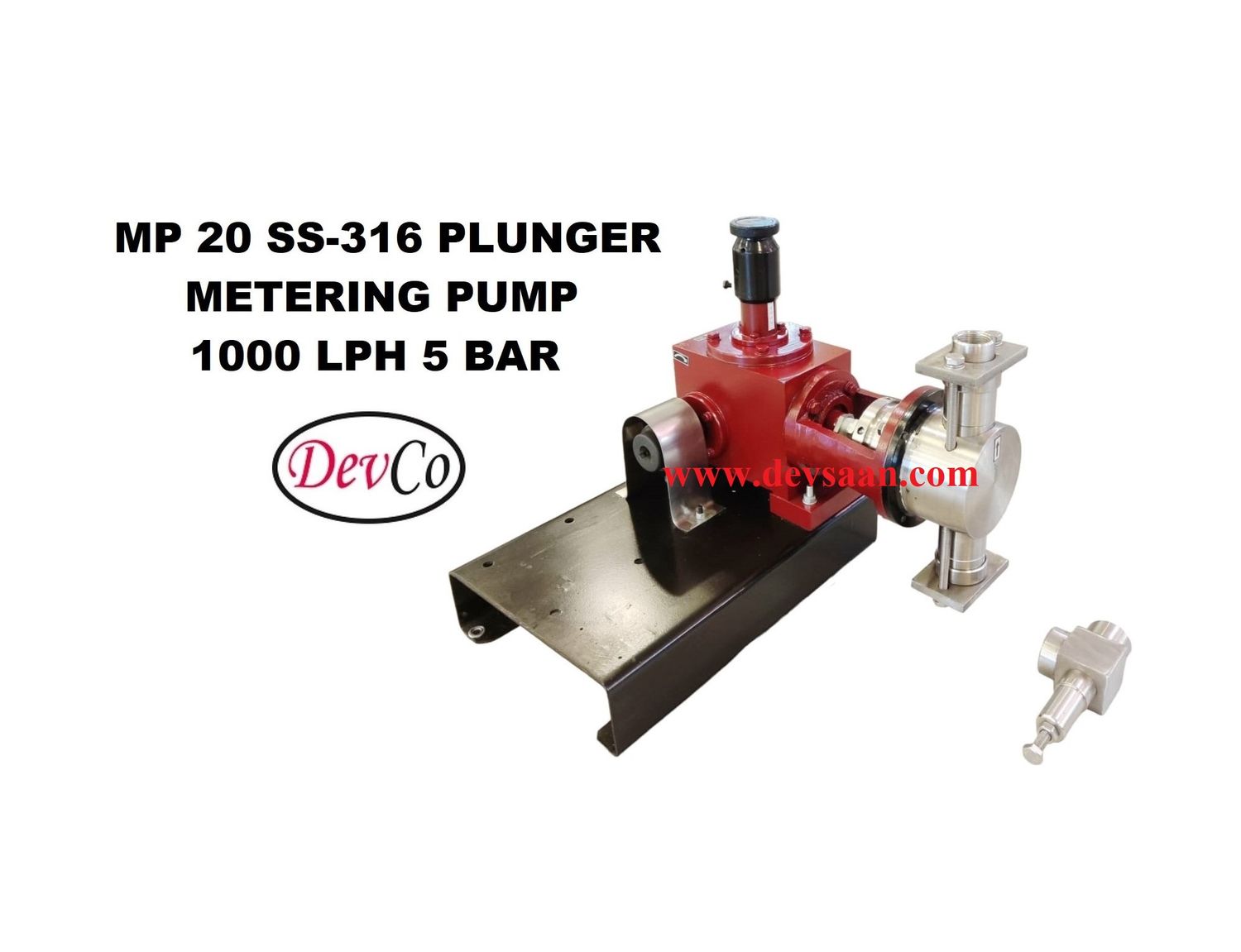 Pompa Dosing MP210005 SS-316 Plunger Metering Pump 1000 LPH 5 Bar