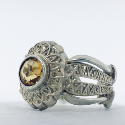 Anello SPILLA QUARZO CITRINO antica spilla