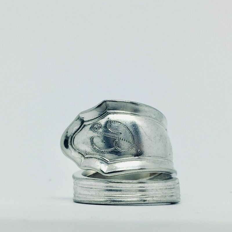 Anello SPIRALE INIZIALE &quot;B&quot; antica posata
