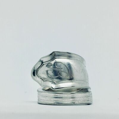 Anello SPIRALE INIZIALE &quot;B&quot; antica posata