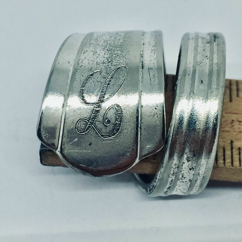 Anello SPIRALE INIZIALE &quot;L&quot; antica posata