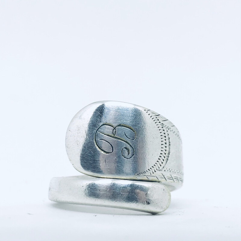 Anello SPIRALE INIZIALE &quot;B&quot; antica posata