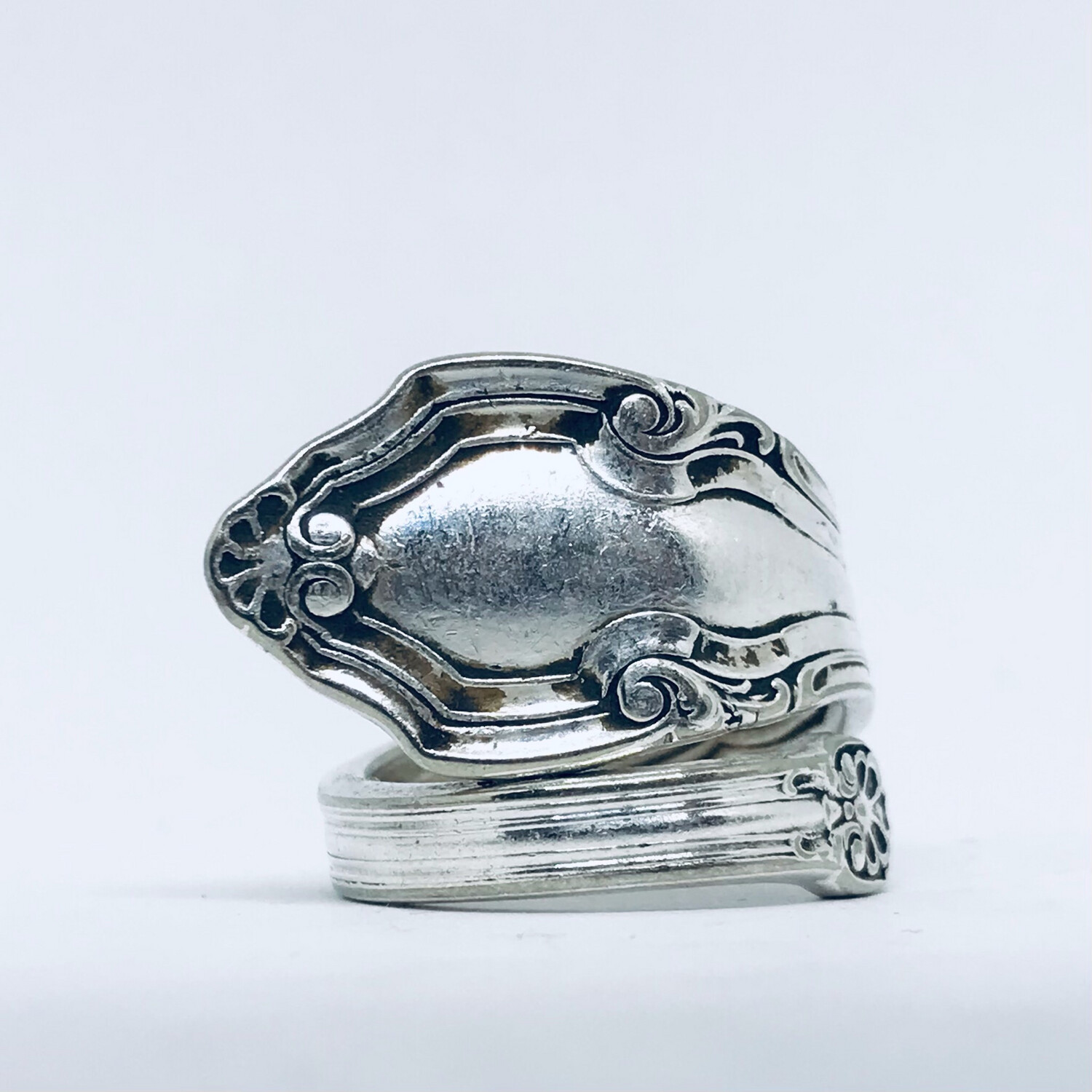 Anello SPIRALE MANICO CUCCHIAINO antica posata in argento