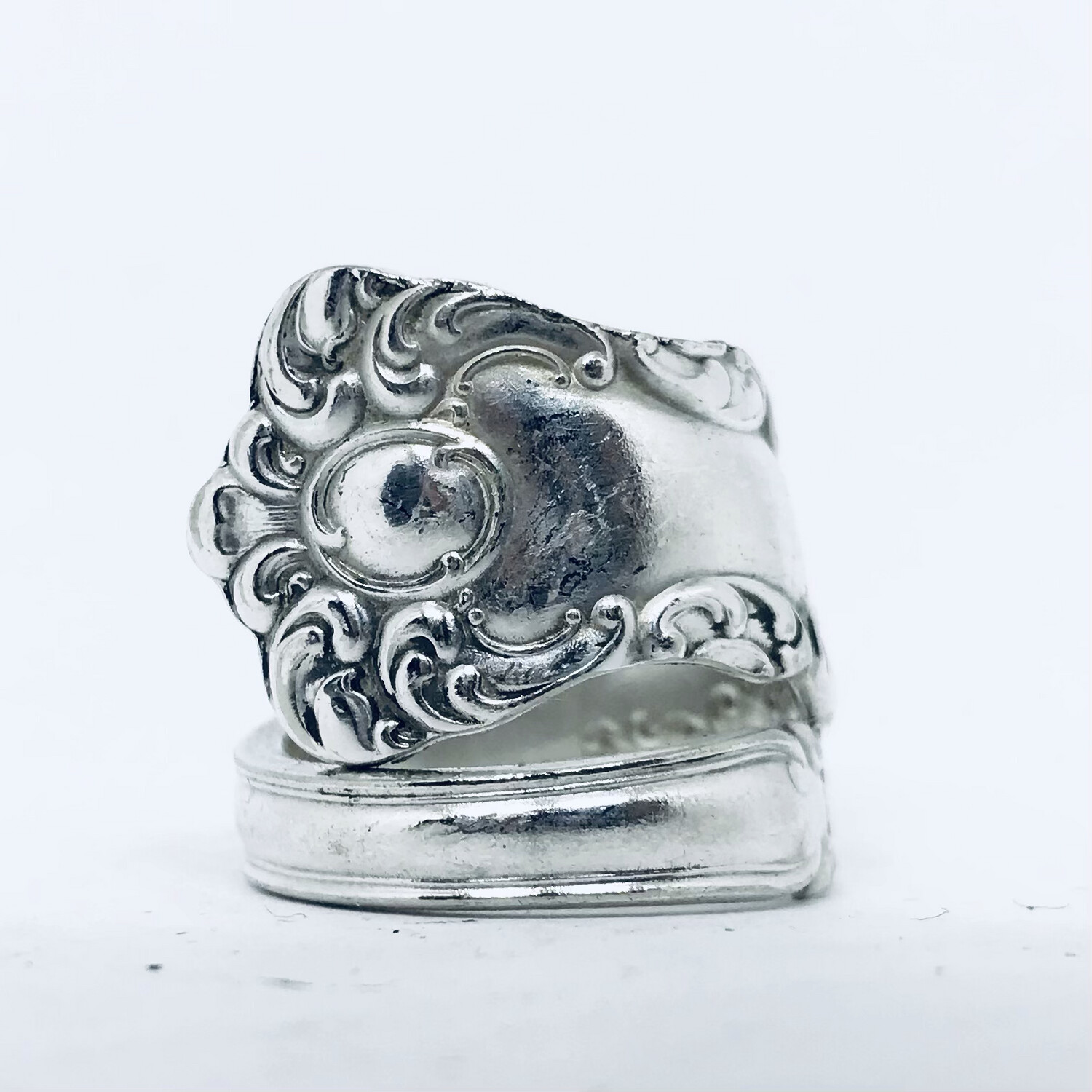 Anello SPIRALE MANICO CUCCHIAINO antica posata in argento
