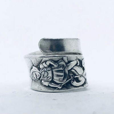 Anello SPIRALE CONTADINA MANICO CUCCHIAINO antica posata in argento