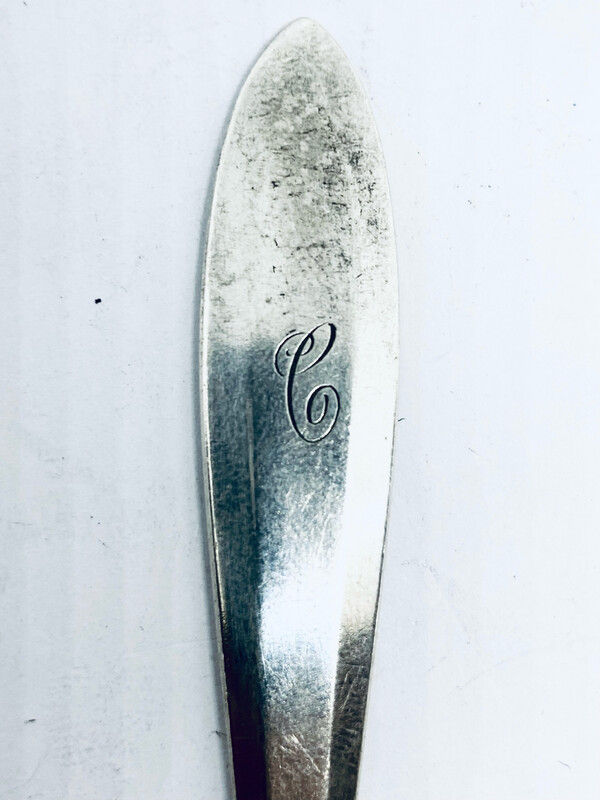 Anello SPIRALE INIZIALE &quot;C&quot; antica posata