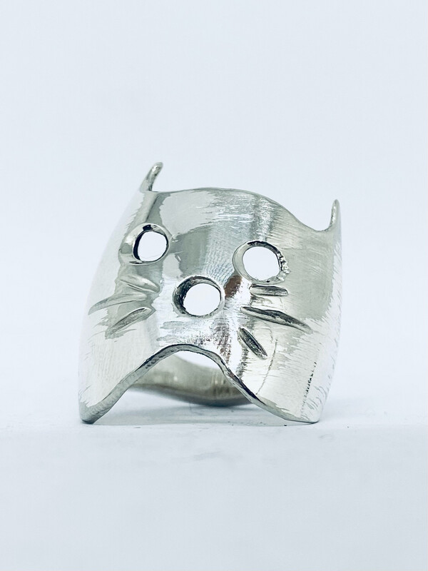 Anello GATTO antica posata in argento