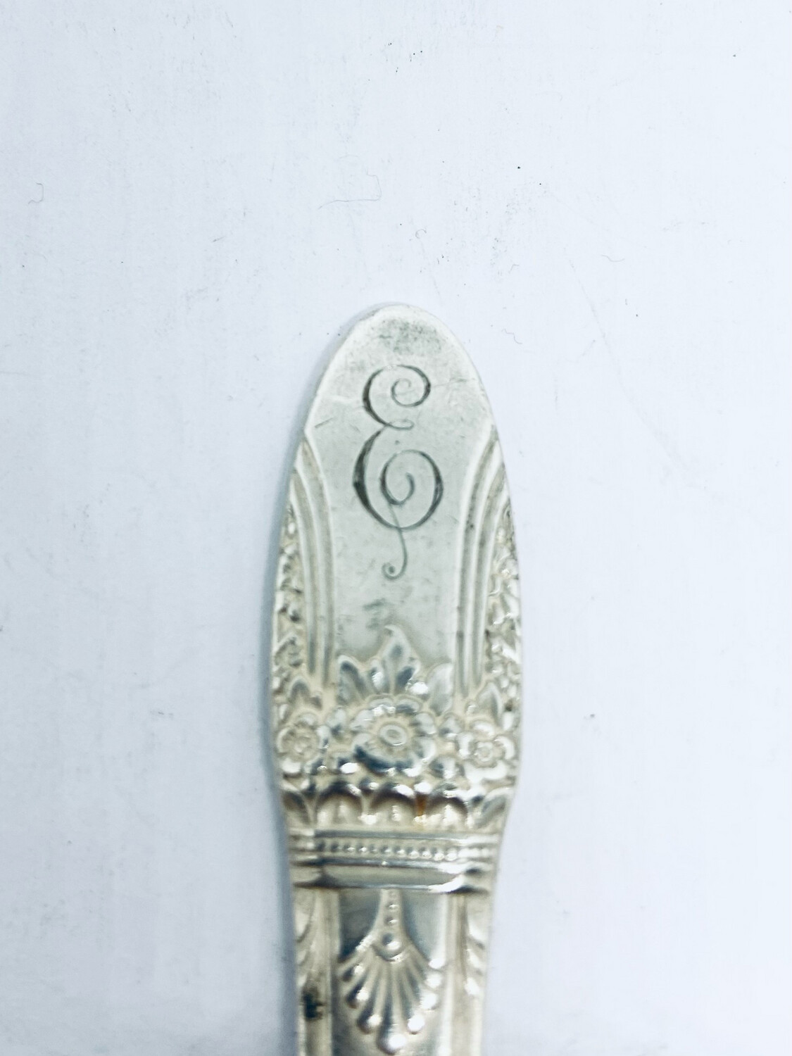 Anello SPIRALE INIZIALE &quot;E&quot; antica posata