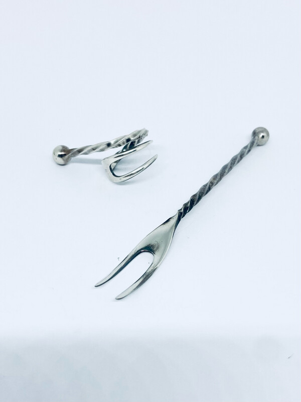 Anello SPIRALE FORCHETTINA PALLINA antica posata