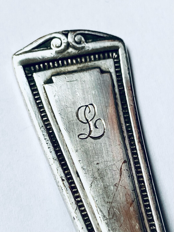 Anello SPIRALE INIZIALE &quot;L&quot; antica posata