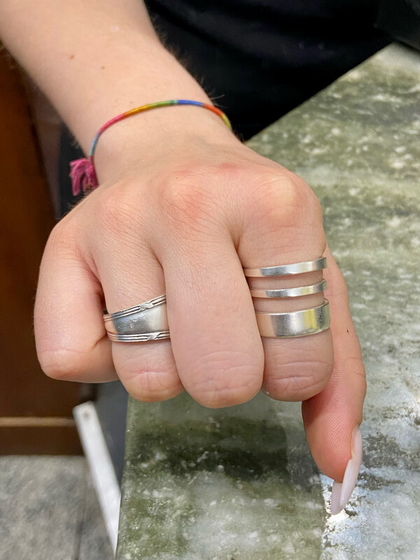 Anello TRIPLO FORCHETTINA antica posata in argento