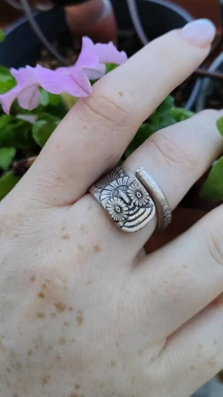 Anello CLASSICO/SPIRALE MANICO GUFO 925 antica posata in argento