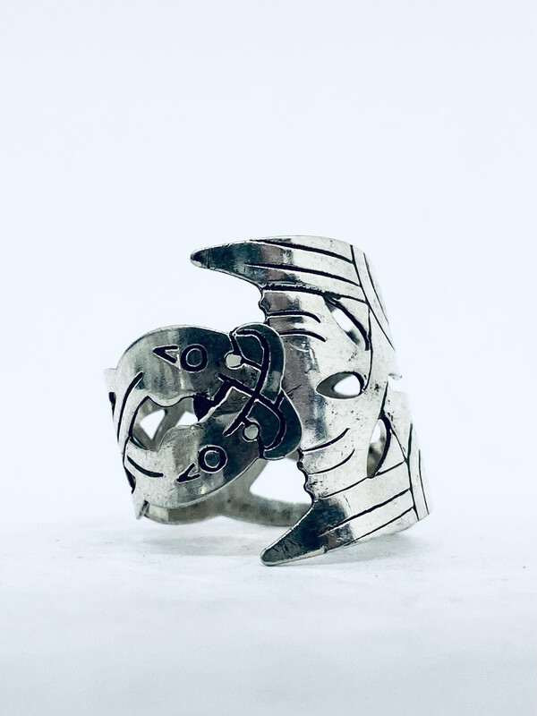 Anello SPILLA SERPENTI/DRAGHI NODO CELTICO antica spilla